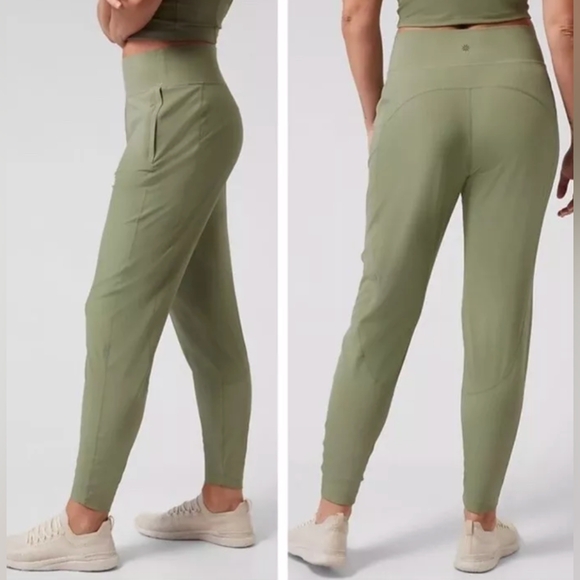 Athleta Run With It Pant Eucalyptus Green Tapered Joggers Size L MSRP $98 - Picture 2 of 7